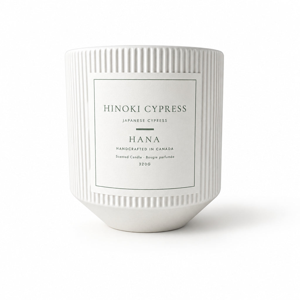 Hinoki Cypress Ceramic Soy Candle | Spa Wood Scent, 320g
