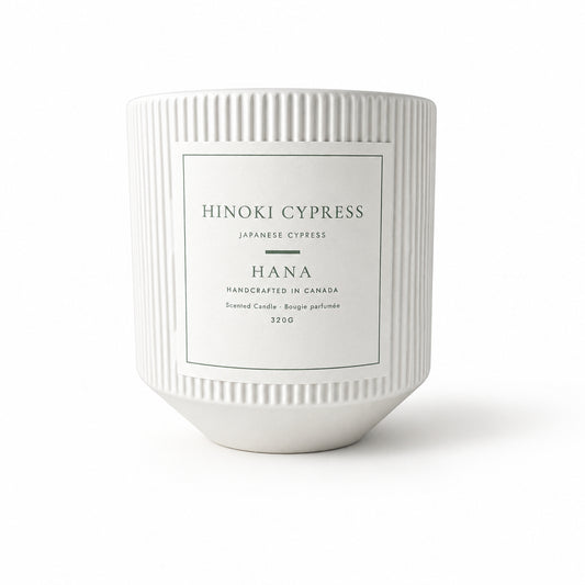 Hinoki Cypress Ceramic Soy Candle | Spa Wood Scent, 320g