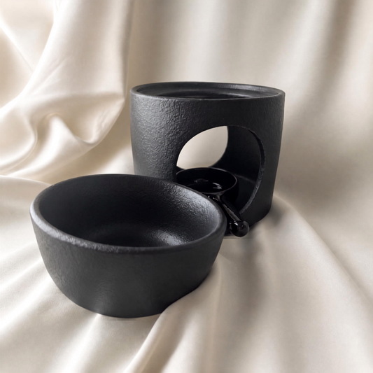 Ceramic Wax Warmer | Matte Black Tea-Light Burner